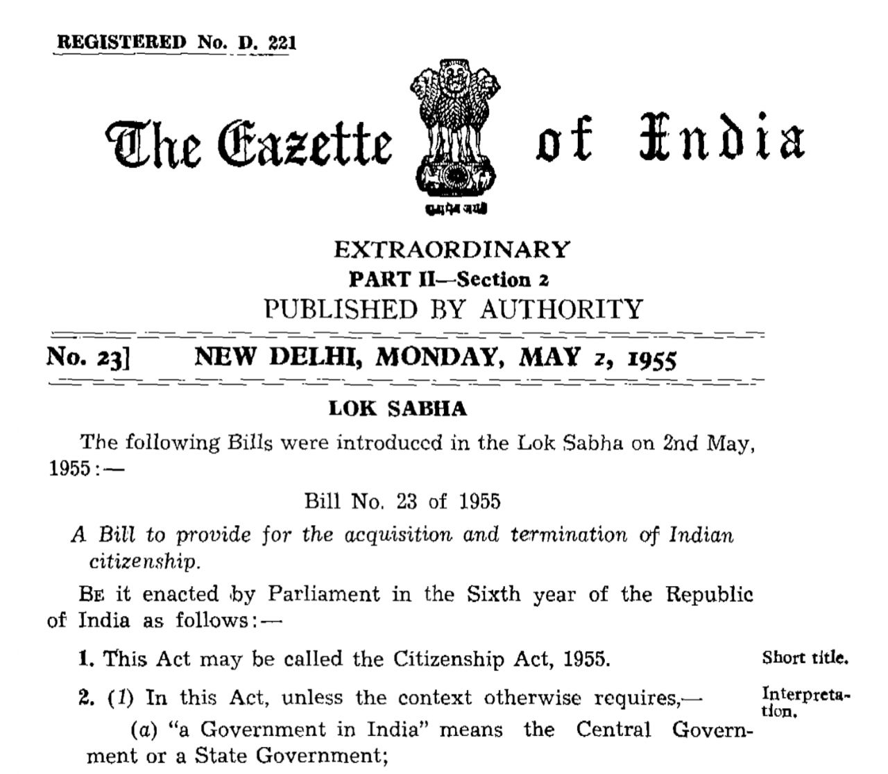 India Citizenship Act, 1955 | Stateless Histories