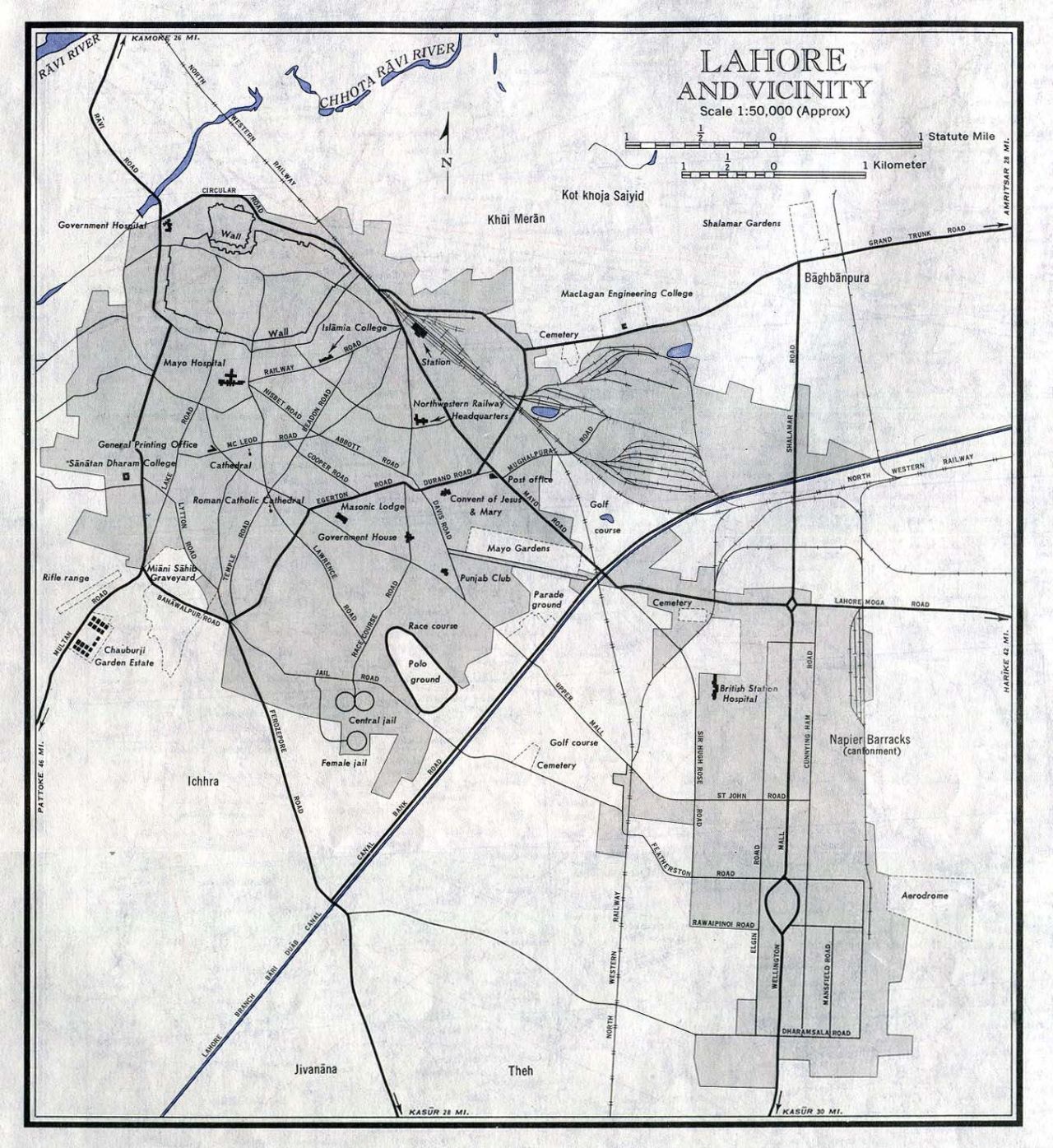 1963 Map of Lahore