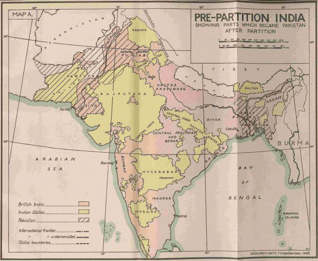 Map of pre-partition India